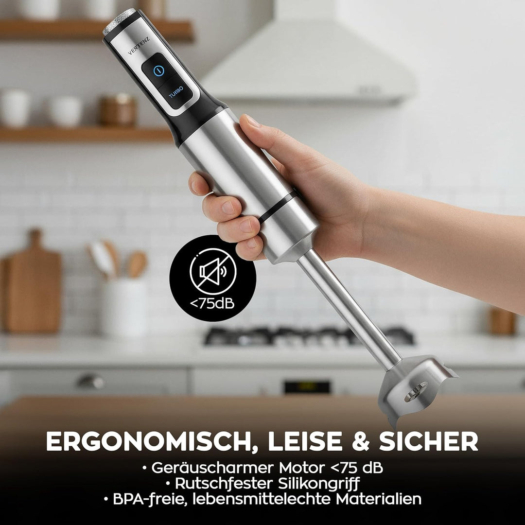 Titan 60 Stabmixer Set 8 Funktionen 1500W, Handmixer mit Pürierstab und Multizerkleinerer, Smoothie