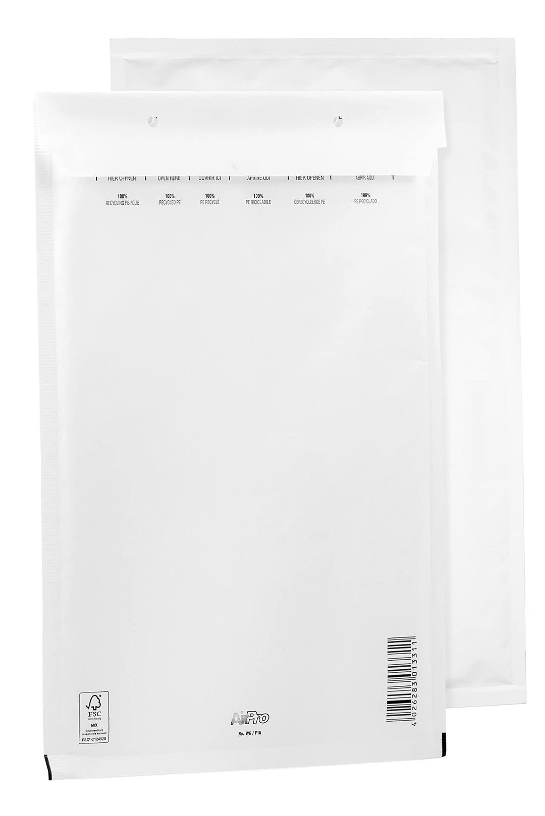 100 Luftpolsterumschläge Polsterumschlag Versandtaschen Bantex F6 (240 x 350 mm) 16/F, Weiss, mit Se