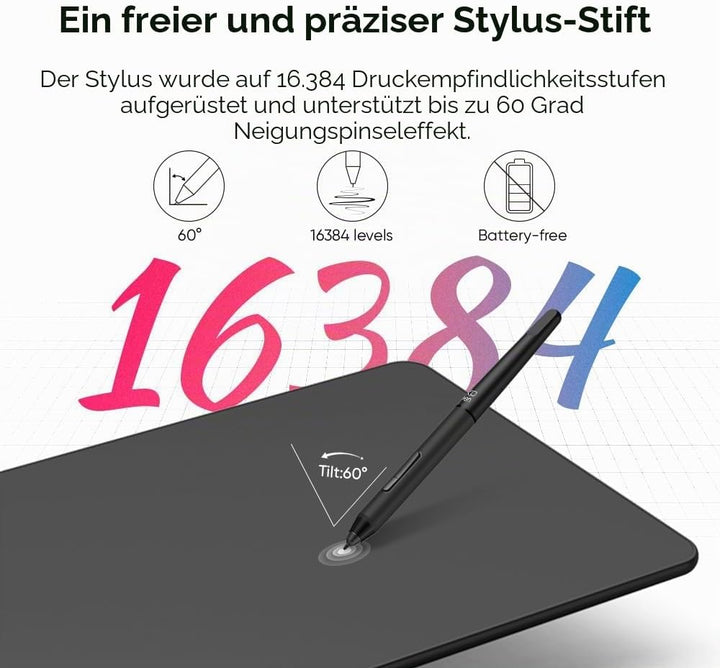 XP-PEN Deco 01 V2 Grafiktablett 10x6,25 Zoll Zeichentablett mit Neigungserkennung zum Malen &amp; Fotobe