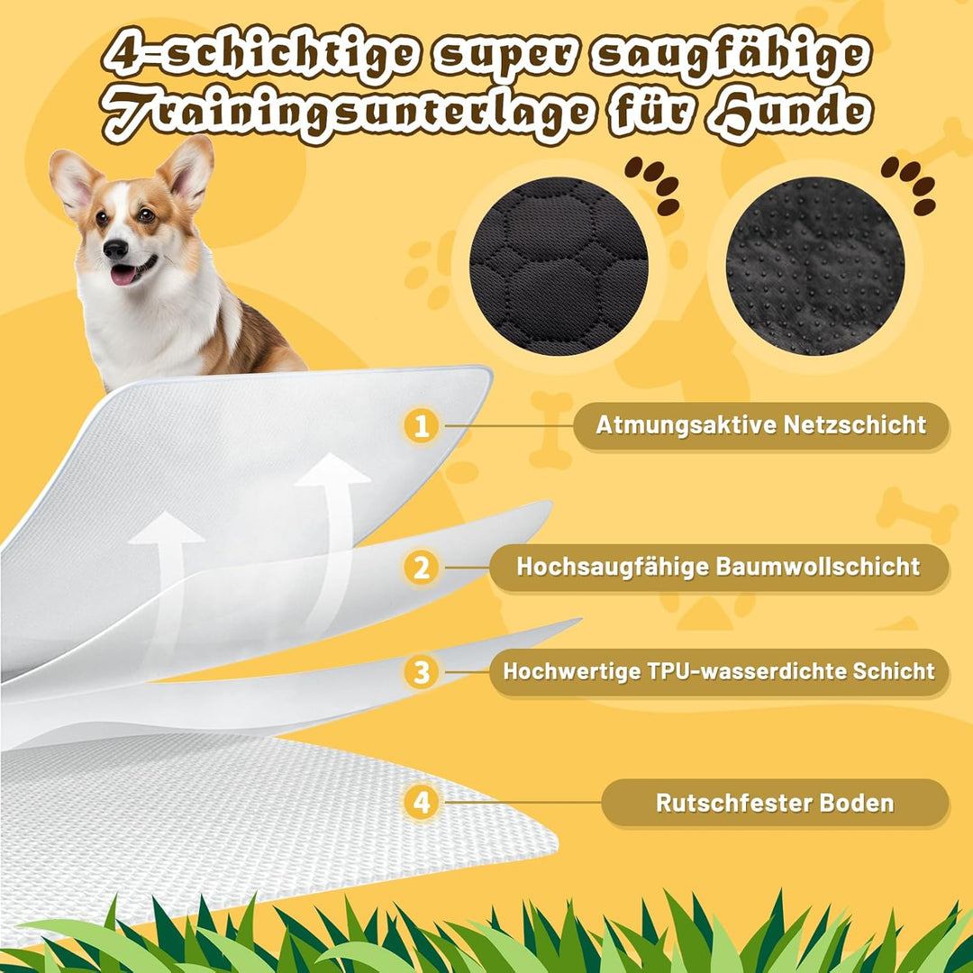 Hunde-Katzen-Trainingsunterlage 2-TLG. Set | Extra stark saugfähig | Wasserdicht & rutschfest | Wasc