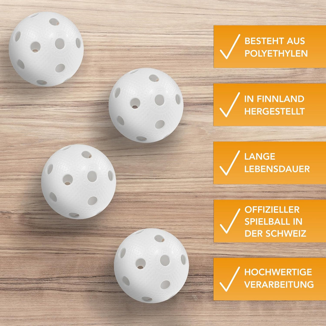 Fat Pipe | Floorball Unihockey Ball 24er Team Set | Fat Balls | Weiss | Wettkampfball Trainingsball