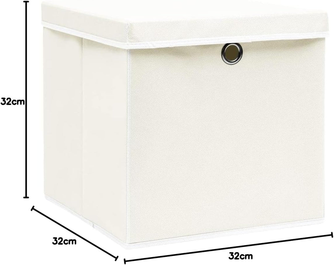 WIFESE 4 Stück Aufbewahrungsbox Mit Deckel 32X32X32 cm Faltbox Mit Fingerloch Storage Boxes Faltbare