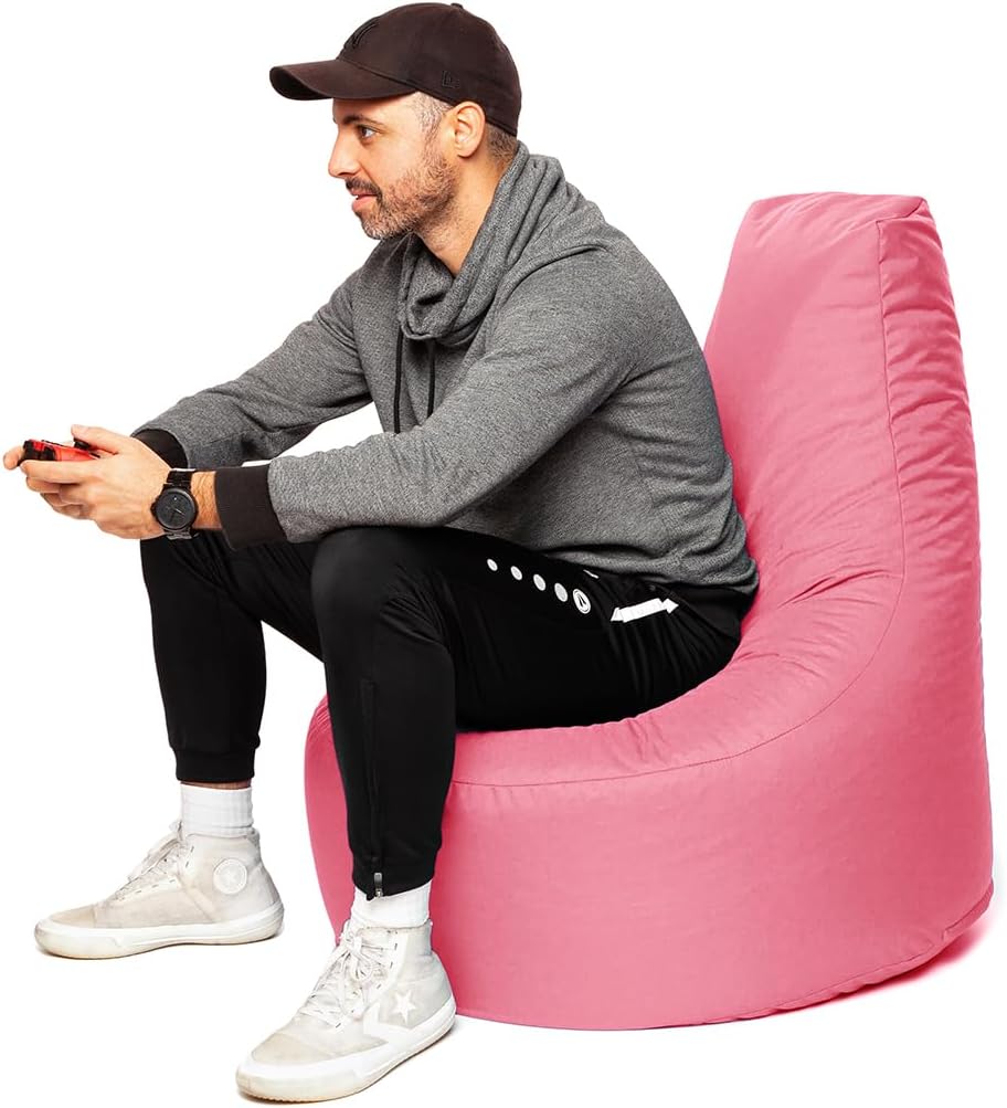 PATCH HOME Gamer Sessel inkl. Würfel Bean Bag Set Ø75cm, 30cm Sitzhöhe, 80cm Höhe + 35x35cm Würfel A