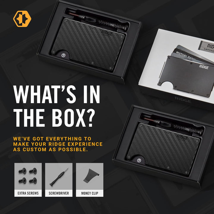 The Ridge Wallet Carbon Cash Strap | Geldband | Geldbörse | Slim | RFID sicher Carbon Fiber, Carbon