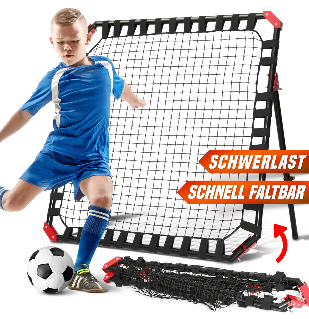 NET Playz - Fussball Kickback Rebounder Tor Stahl Rückprallwand Einstellbar mobil Faltbar, Ausrüstun