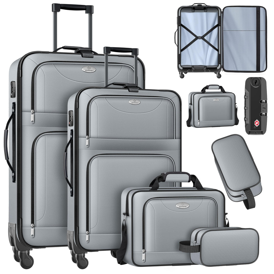 KESSER® Reisekoffer Set 4-teilig | Trolley Kofferset Stoffkoffer mit 3-Ziffern-TSA-Schloss, 360° Rol