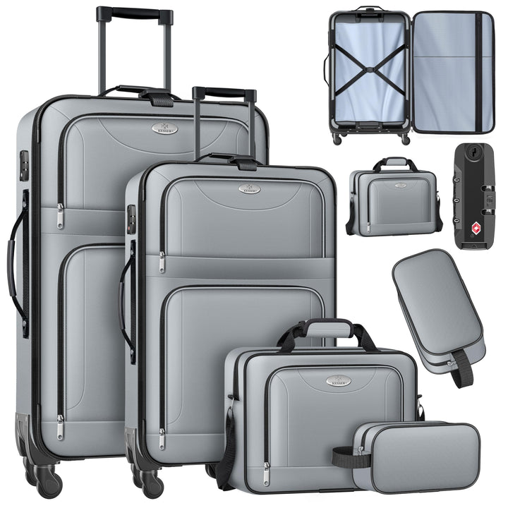 KESSER® Reisekoffer Set 4-teilig | Trolley Kofferset Stoffkoffer mit 3-Ziffern-TSA-Schloss, 360° Rol