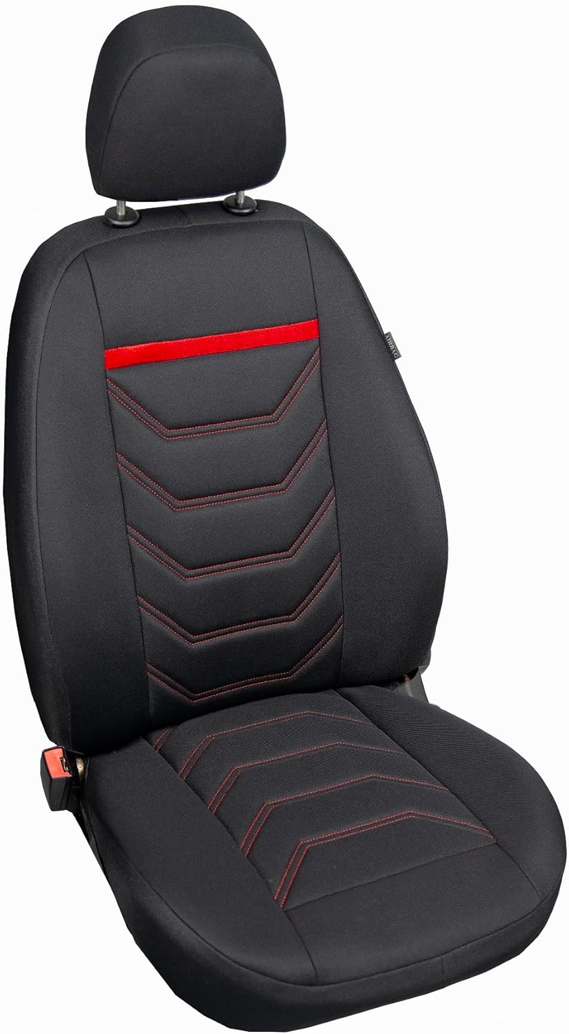 ERJOT Autobezüge Sitzbezüge Comfort Plus Schonbezüge Komplet Set Universal Schwarz (Rot), Rot