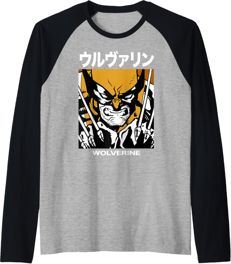 Marvel X-Men Wolverine Kanji Portrait Raglan