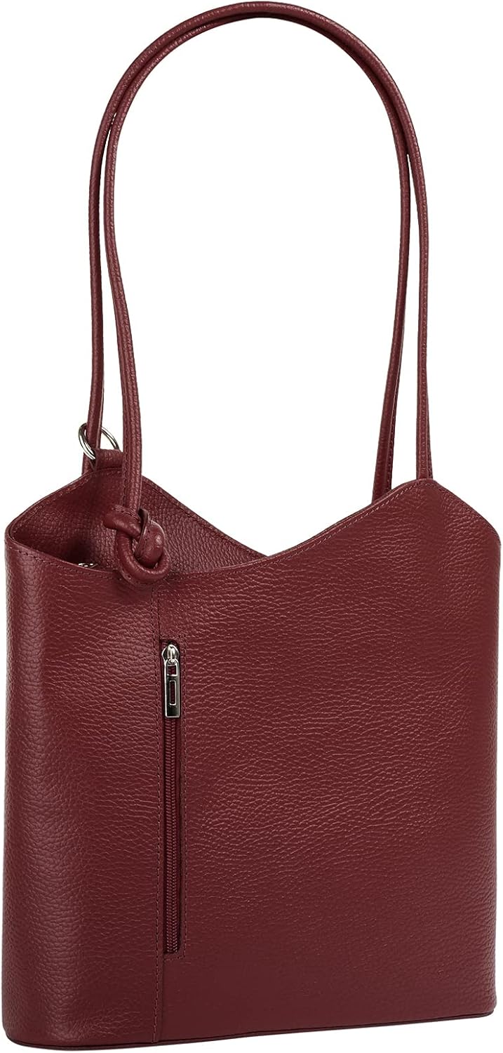 Shopper Rucksack Kombination Echt Leder Damen Made in Italy | 2in1 Handtasche | wandelbare Umhängeta