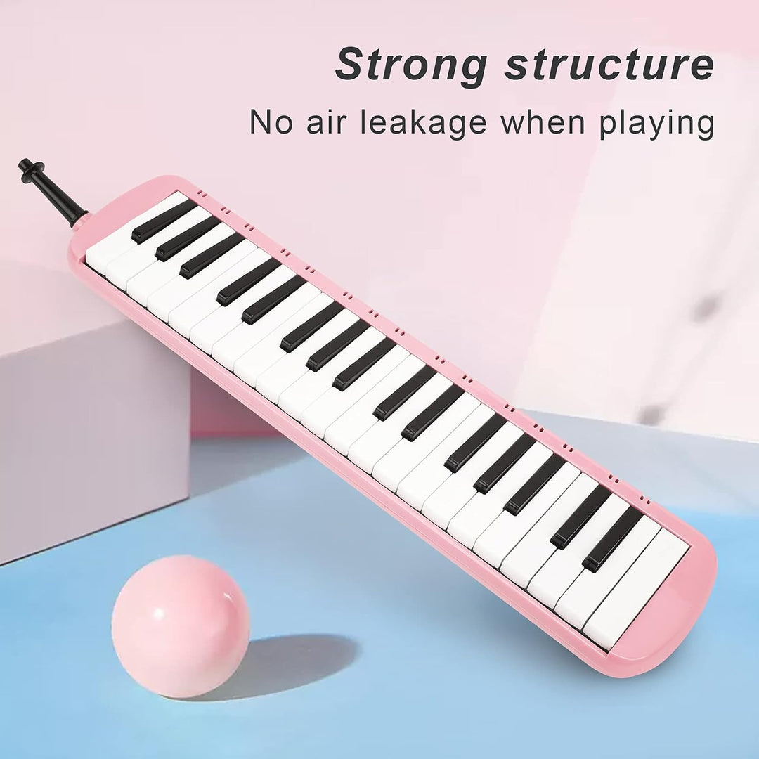Melodica 37 Tasten Tastatur Melodica Blasmusikinstrument für Anfänger Professionelles Training (Rosa