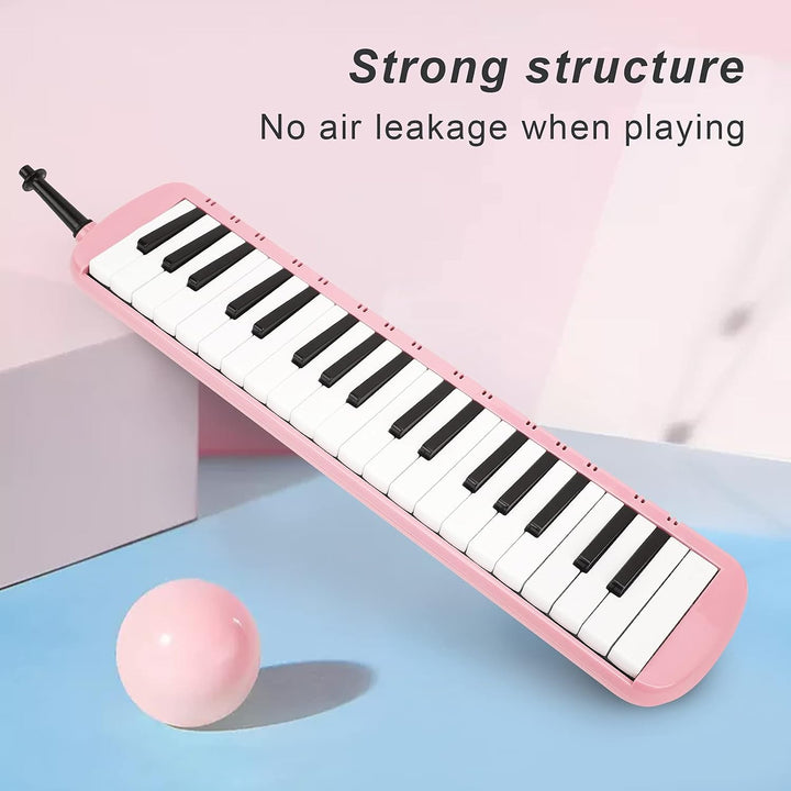 Melodica 37 Tasten Tastatur Melodica Blasmusikinstrument für Anfänger Professionelles Training (Rosa