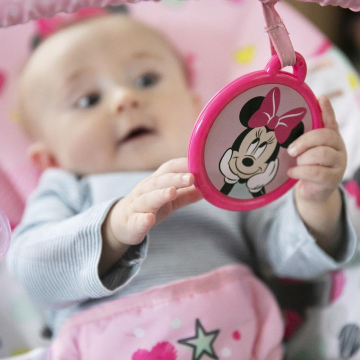 Bright Starts - Disney Baby, Minnie Mouse Spotty Dotty, Babywippe mit Vibrationen, maschinenwaschbar