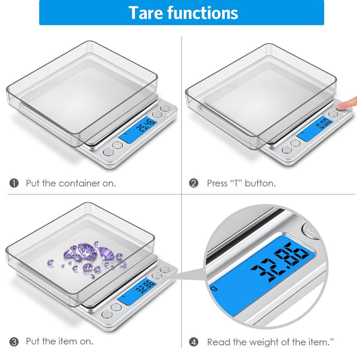 Brifit Feinwaage, Digitalwaage 500g, Taschenwaage, Briefwaage, Grammwaage, mit EIN 100g Edelstahl Ka