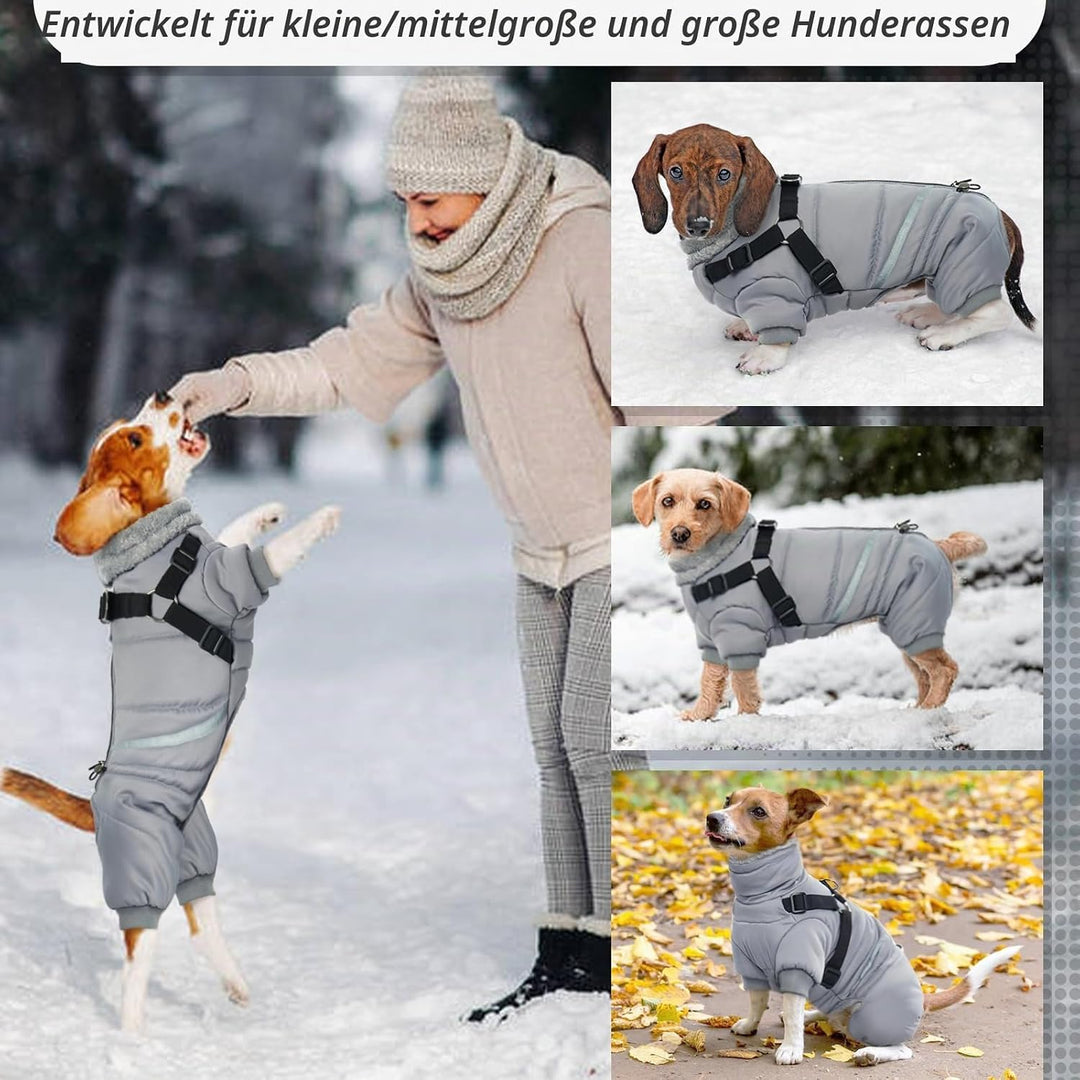 Hjyokuso Wasserdichter Hundemantel, Hundejacke mit Geschirr, Wintermantel Hund für kleine Mittel Gro