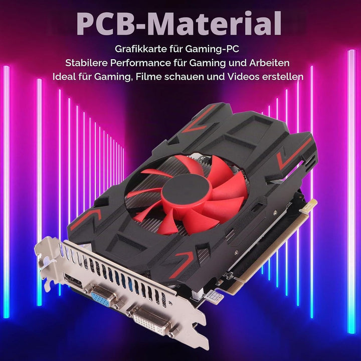 Cuifati Radeon HD 7670 Grafikkarte, 4 GB GDDR5 Grafikkarte 128 Bit 1800 MHz GPU 2K Grafikkarte PCI E