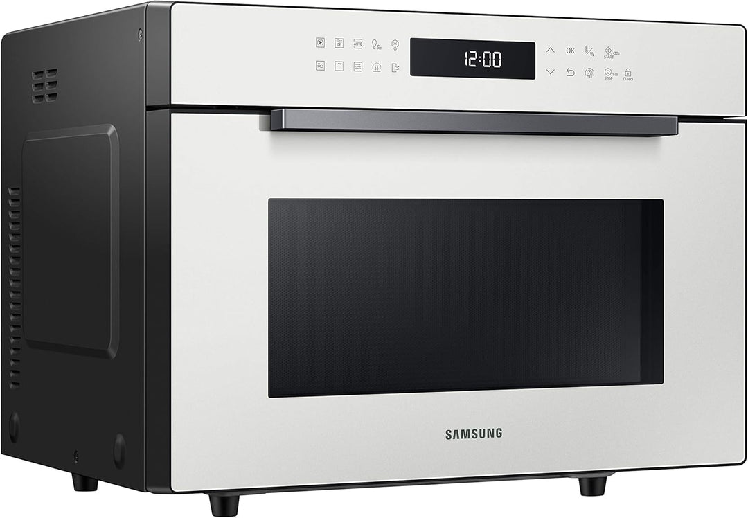 Samsung MC35R8058CE/ET Glass Design Mikrowelle mit Dampffunktion und Bräterplatte, Farbe Porzellan,