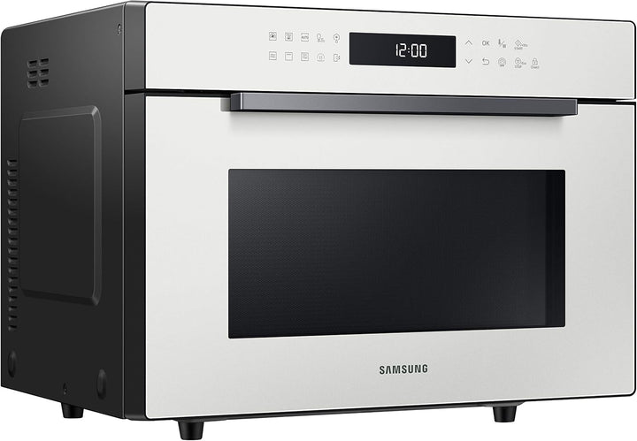 Samsung MC35R8058CE/ET Glass Design Mikrowelle mit Dampffunktion und Bräterplatte, Farbe Porzellan,