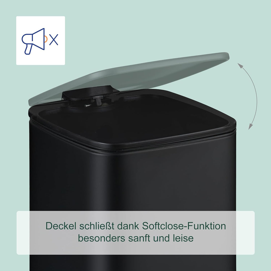 Relaxdays Kosmetikeimer, 6 Liter, Absenkautomatik, entnehmbarer Inneneimer, Metall, Bad Mülleimer mi