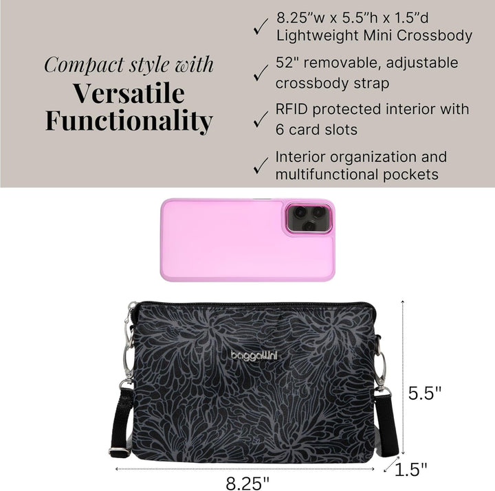 Baggallini Damen The Only Mini Bag Einheitsgrösse Midnight Blossom, Einheitsgrösse Midnight Blossom