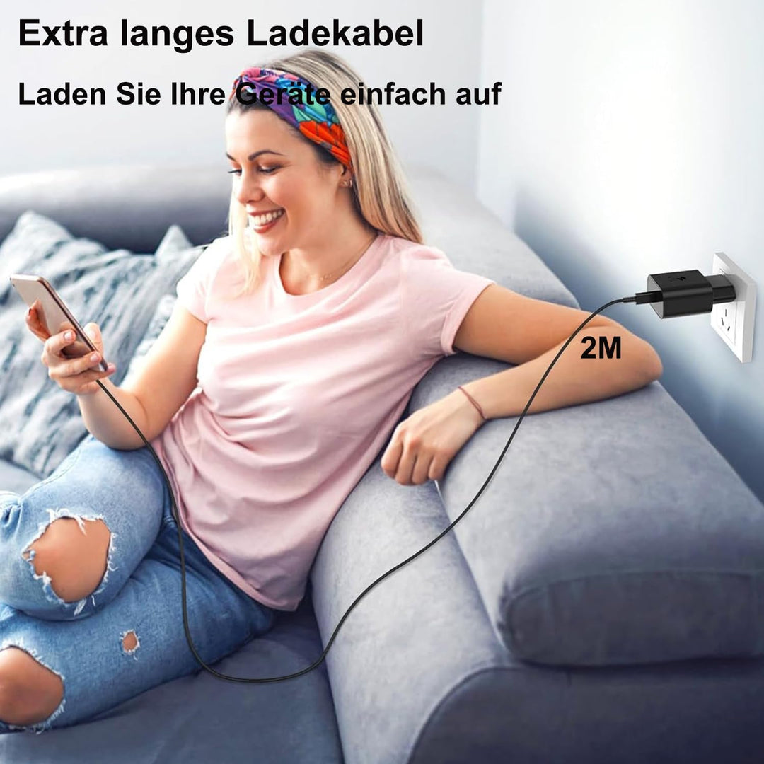 2er Pack USB C Ladegerät 25W Ladekabel für Samsung Galaxy S26 S25 S24 S23 S22 S21 Ultra/Plus A57 A56
