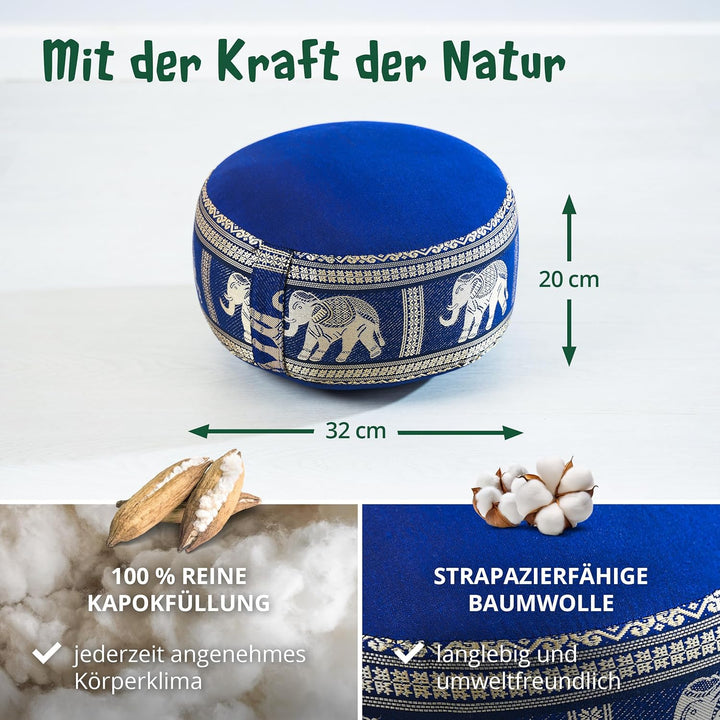 Livasia Meditationskissen Thaiseide, Yogakissen klein mit Kapok, Pouf, Bodenkissen Yoga Zen Meditati