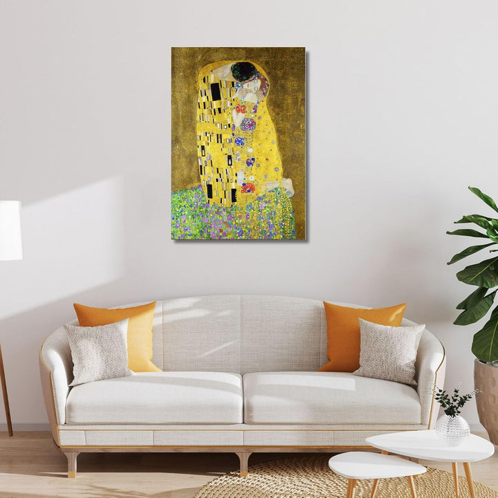 canvashop Moderne Bilder Wohnzimmer Der Kuss von Klimt cm 60 x 30 Wandbilder Vertikales Bild auf Lei