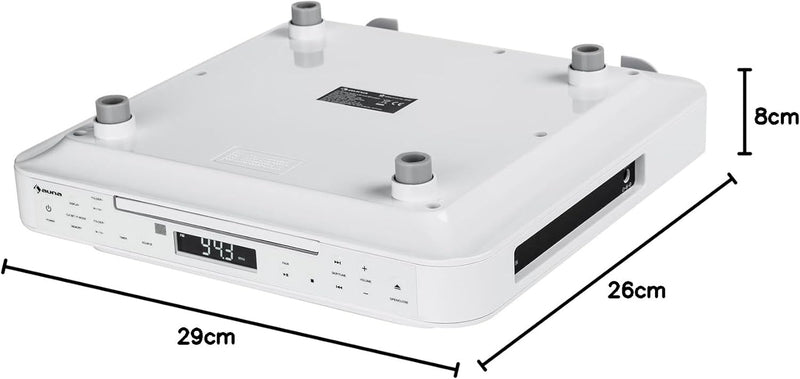 auna KRCD-100 BT Unterbau-Radio Küchenradio (CD-Player, Wecker, Timer, UKW-Radio, Bluetooth, MP3, LC