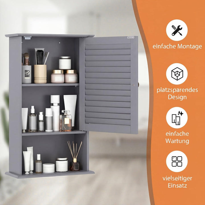 COSTWAY Hängeschrank, Badezimmerschrank hängend, Wandschrank Badschrank mit verstellbarem Einlegebod