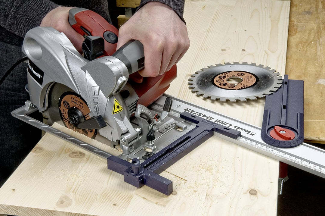 kwb LINE-MASTER Präzisionslineal 800 mm, Vorteils-Set mit Führungsschiene, Sägeführung, Winkelanschl