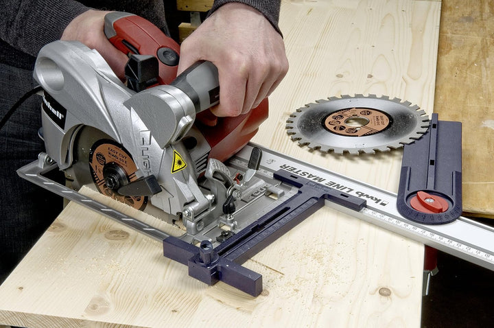 kwb LINE-MASTER Präzisionslineal 800 mm, Vorteils-Set mit Führungsschiene, Sägeführung, Winkelanschl