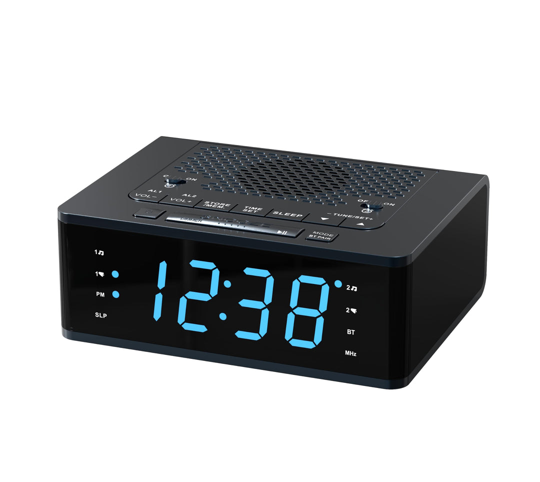 iTOMA Wecker für Schlafzimmer mit FM Radio, Bluetooth, Dimmbare LED Anzeige, Schlaf Timer, Einstellb