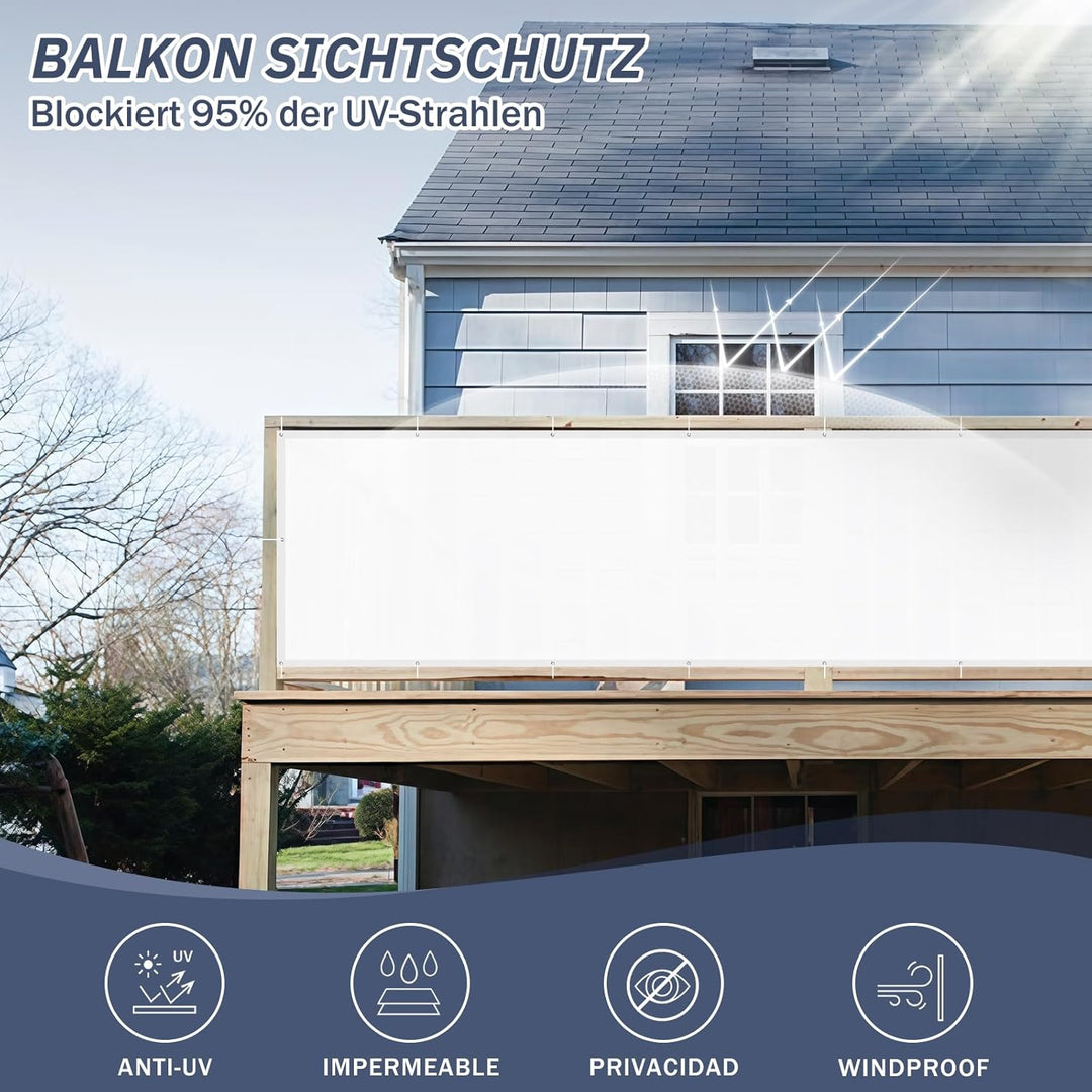 HENG FENG Balkon Sichtschutz 90x800cm,PES Wetterfest Balkonverkleidung,95% UV-Schutz Balkonverkleidu