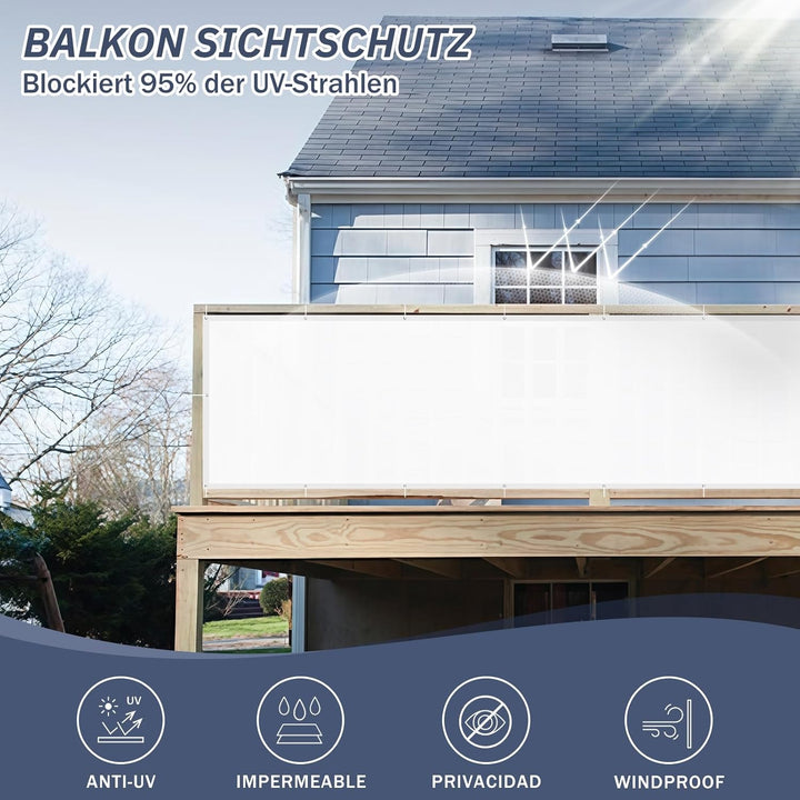 HENG FENG Balkon Sichtschutz 90x800cm,PES Wetterfest Balkonverkleidung,95% UV-Schutz Balkonverkleidu