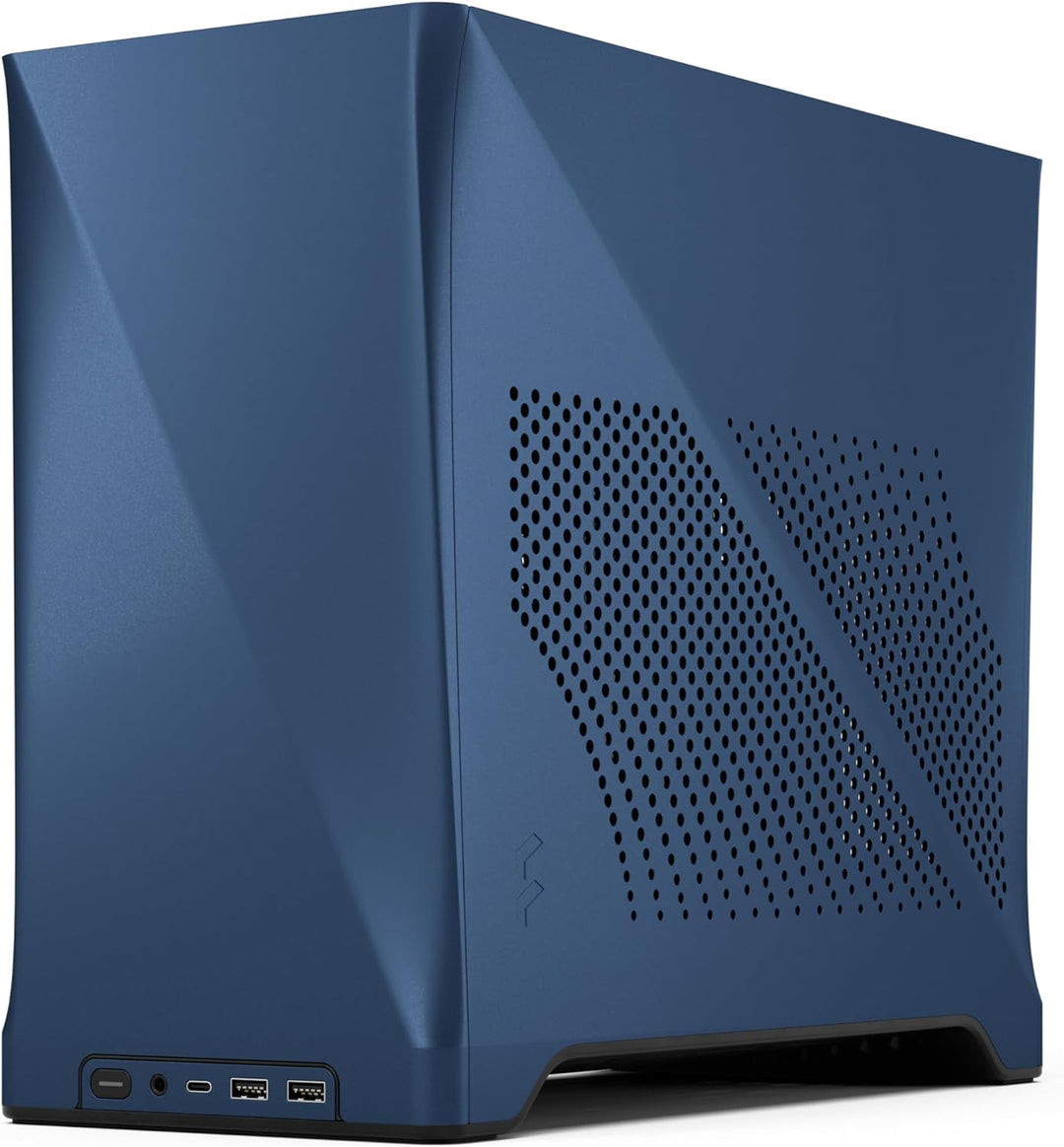 Fractal Design Era 2 ITX PC Case in Midnight Blue – Sleek Anodized Aluminum, Solid Walnut Top, Suppo