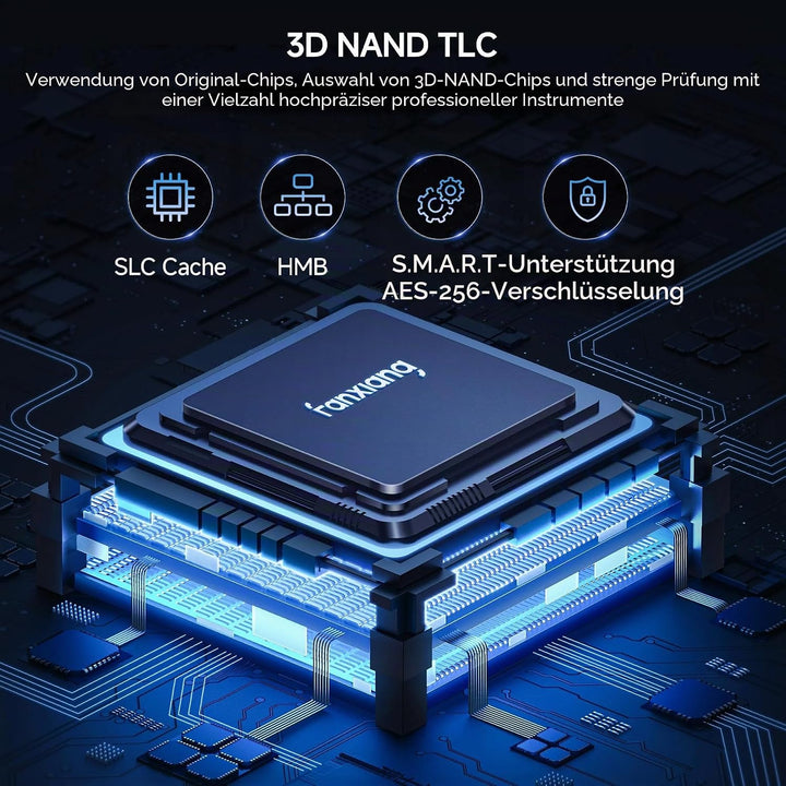 fanxiang NVMe M.2 SSD 2 TB mit Kühlkörper bis zu 7300 MB/, PCIe Gen4x4 2280 NVMe 1.4, TLC SSD mit SL