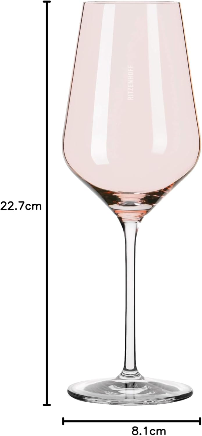 Ritzenhoff 3641001 Weissweinglas 300 ml – Serie Fjordlicht Nr. 1 – 2 Stück mit Farbverlauf Peach – M