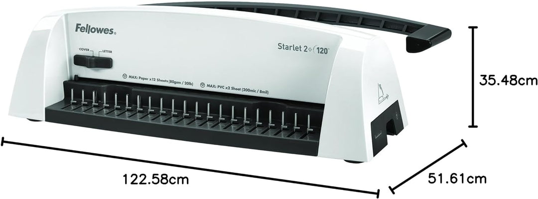 Fellowes Plastikbindegerät Starlet+ für Zuhause und das Home Office, Bindekapazität 120 Blatt, Stanz