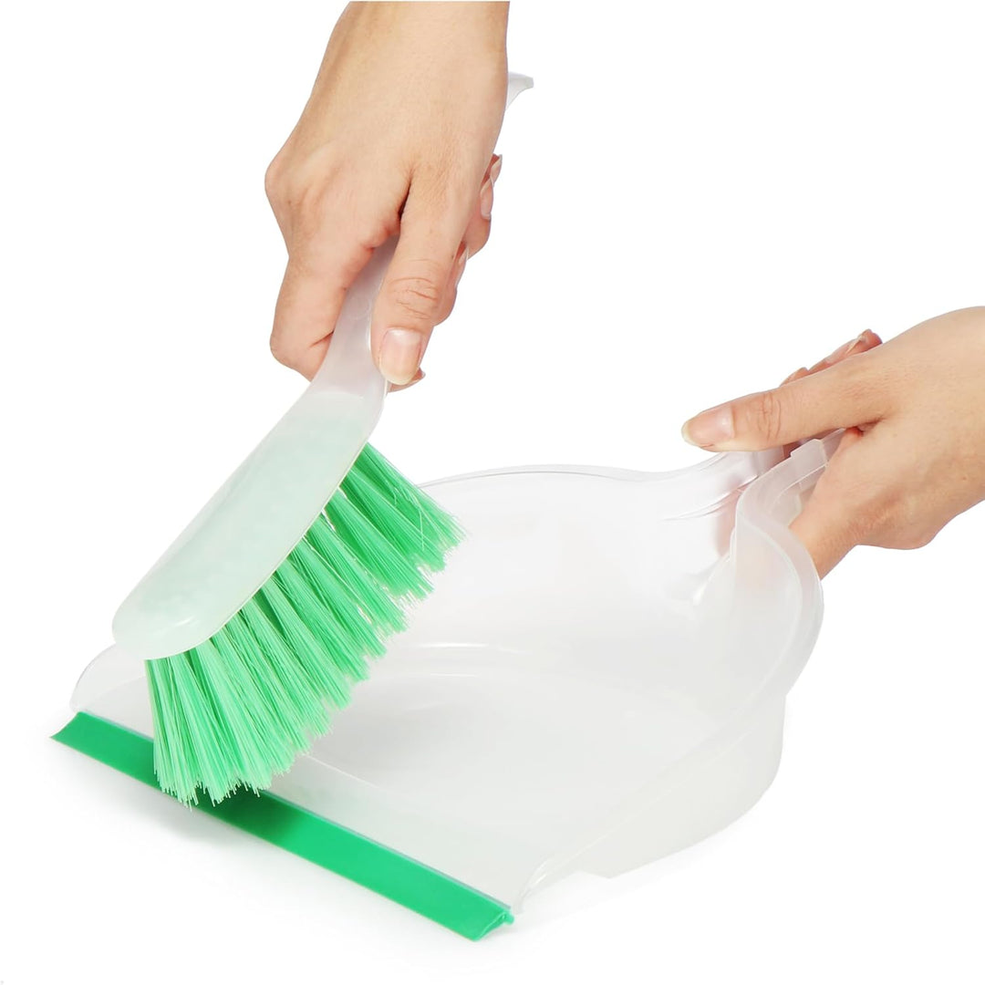 com-four® 2X Kehrgarnitur - grünes Kehr-Set aus Handfeger und Kehrschaufel - farbenfrohes Haushaltsr