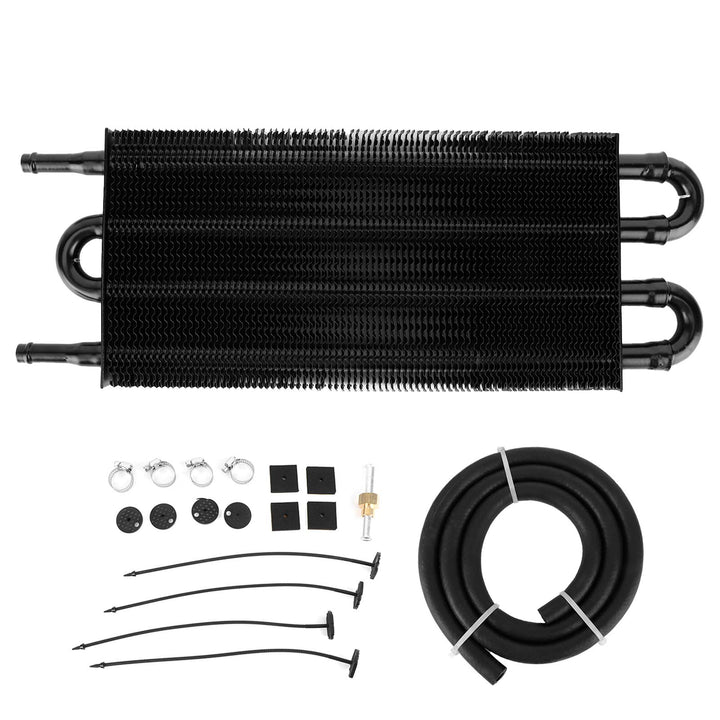 BOROCO Universal-Ölkühler-Kühler-Kit, 4-reihiges Aluminium-Ölkühler-Getriebe-Servolenkungs-Kühler-Ko