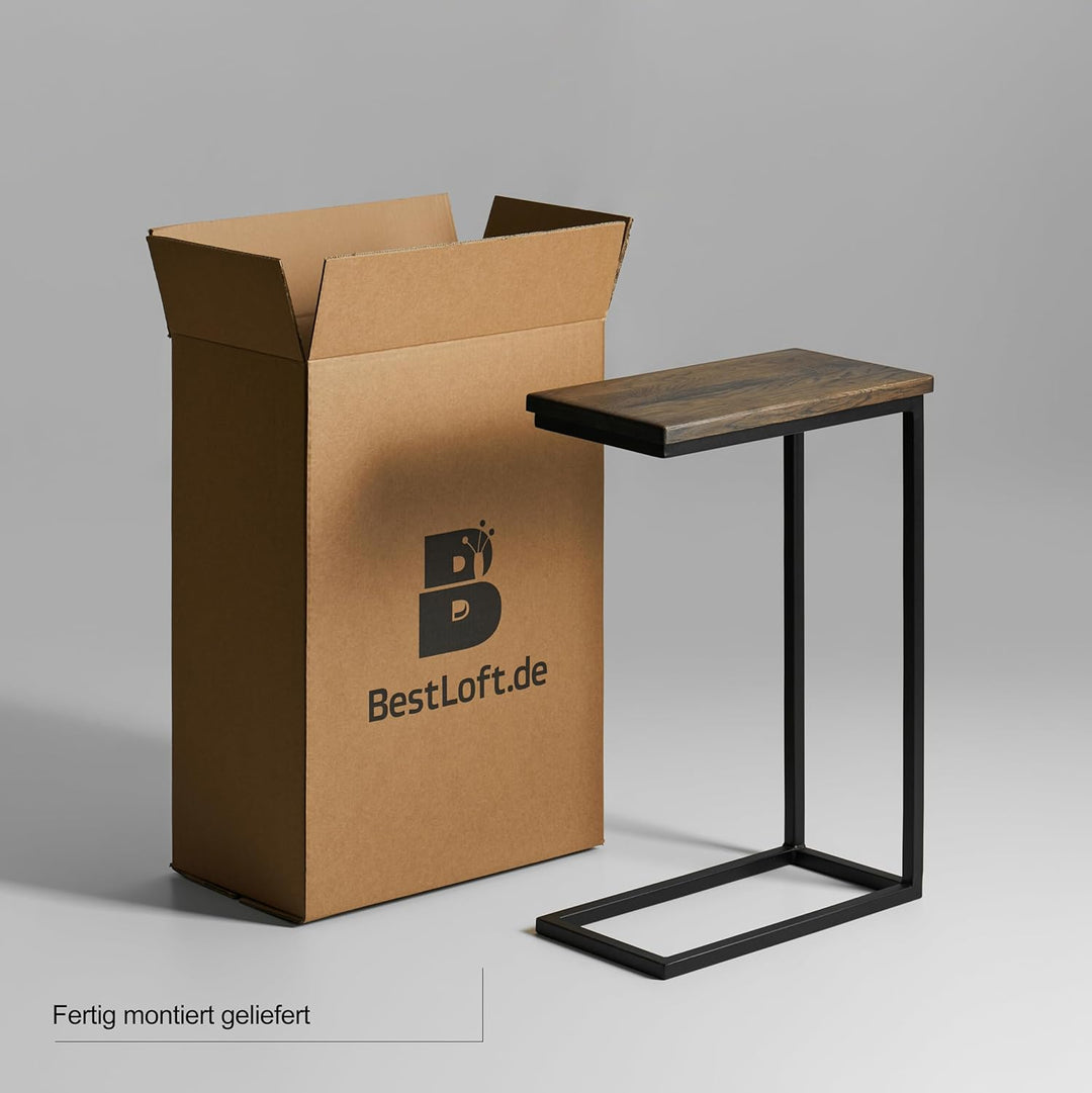 BestLoft® Beistelltisch San Jose (CSD) Laptoptisch Couchtisch (Gestell schwarz+Platte