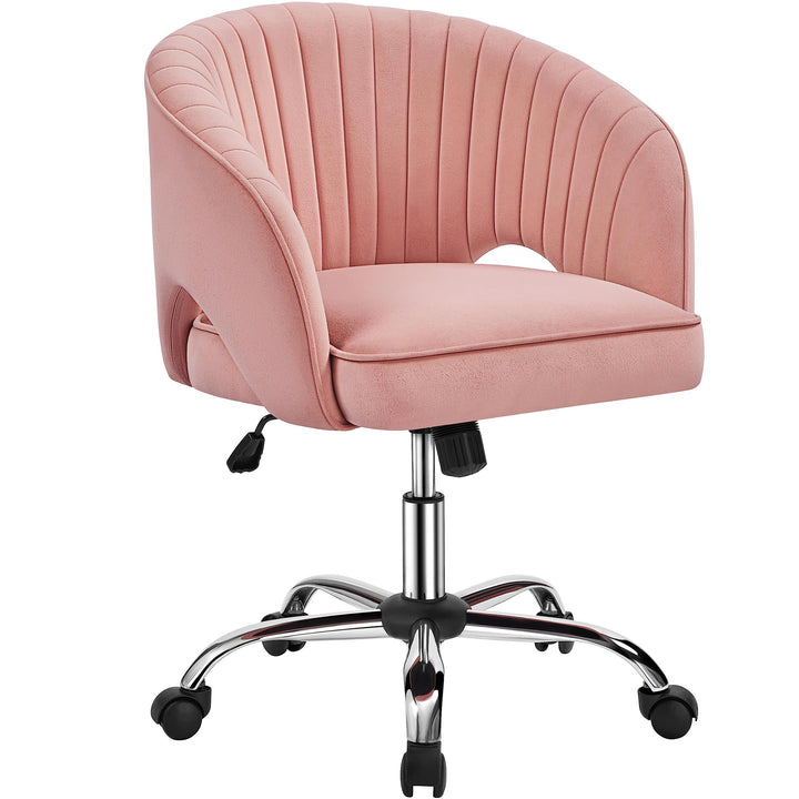 Yaheetech Bürostuhl mit Samtbezug, Ergonomischer Schreibtischstuhl mit Armlehnen, Drehstuhl mit Roll