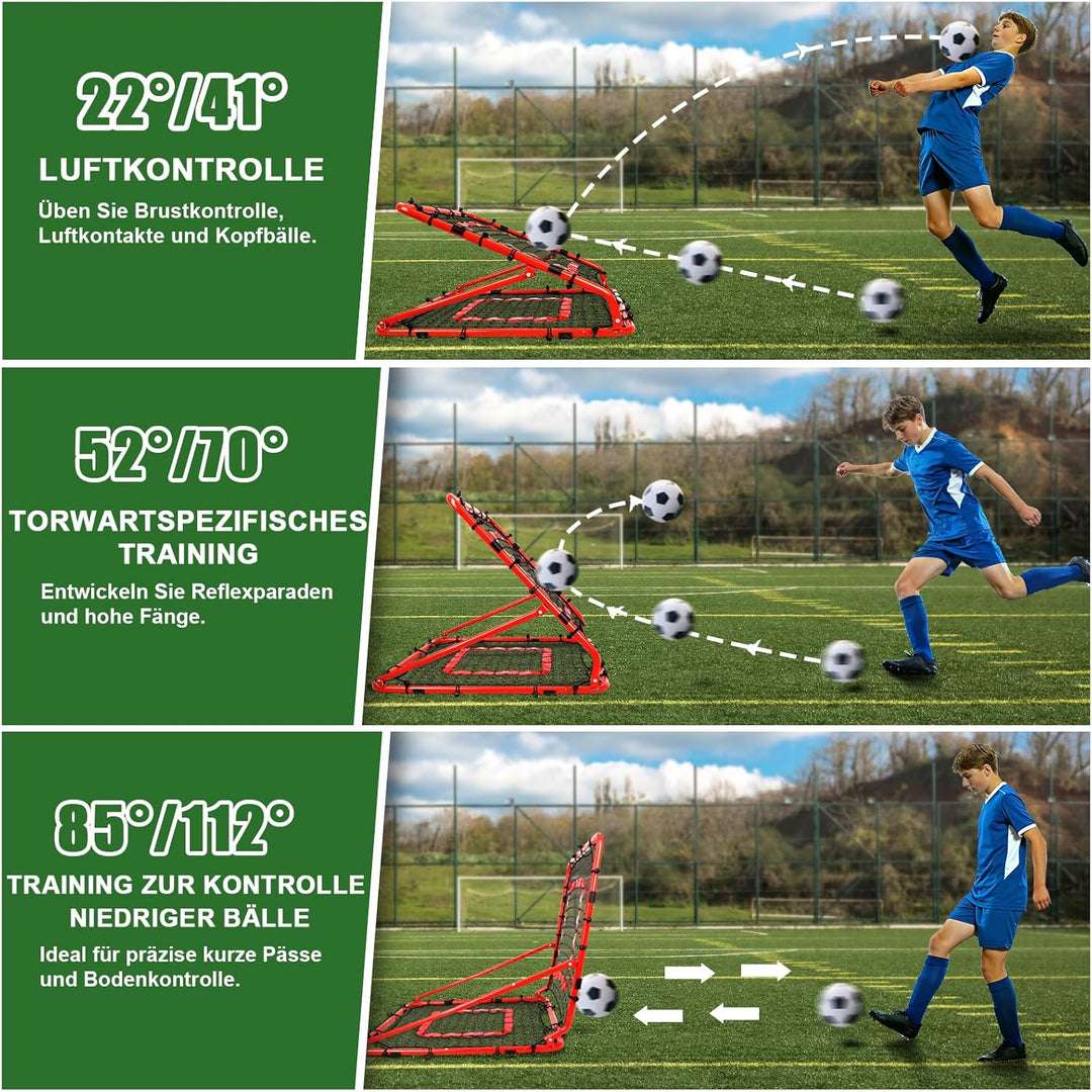 Fussball Rebounder, 85x85cm/120x120cm Rebounder für Fussball, Verstellbar mit 8 Winkeln, Doppellagig