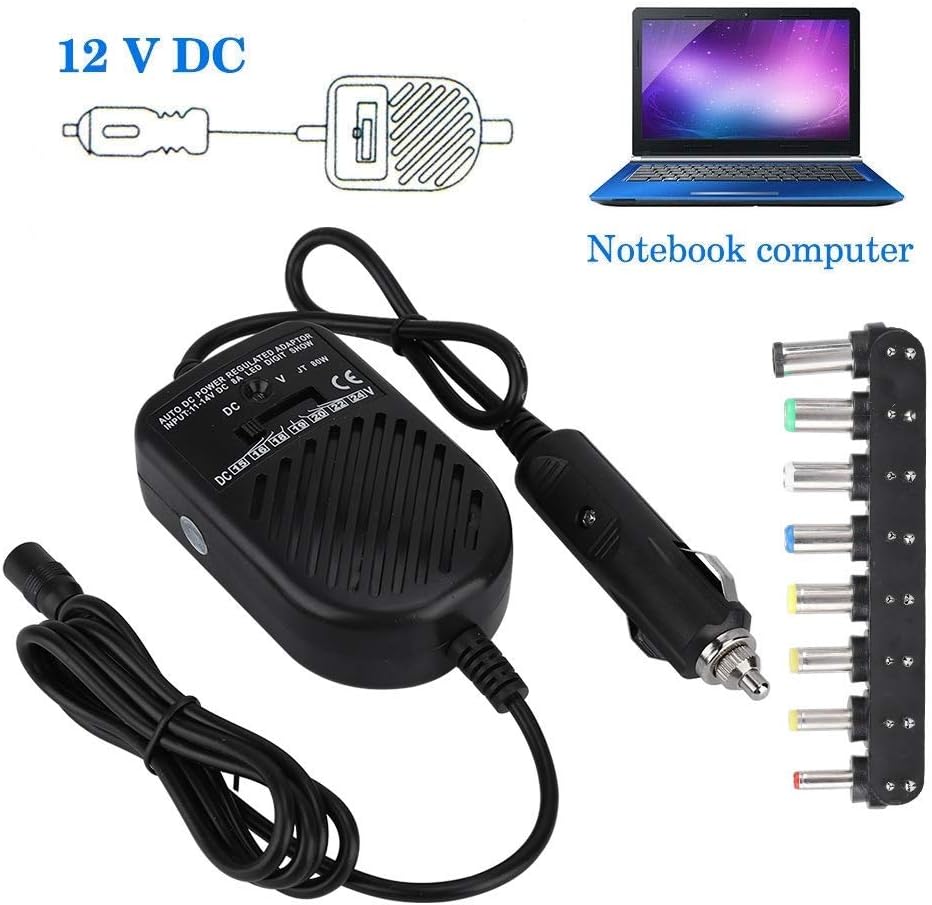 ASHATA Universalnezteil AC Adapter,80W DC Auto Notebook Ladegerät Netzteil+8 Anschlussstecker,Multif