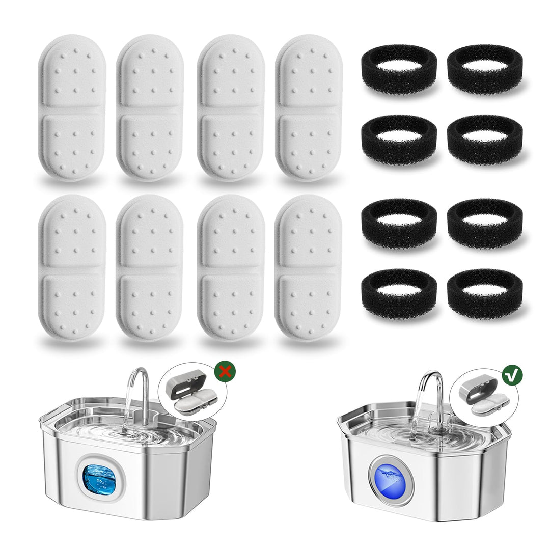 Apauk Ersatzfilter und Schwämme, Nur anwendbar auf APFS S-3201 (8+8) Katzenbrunnen Filter- 8 Schwämm