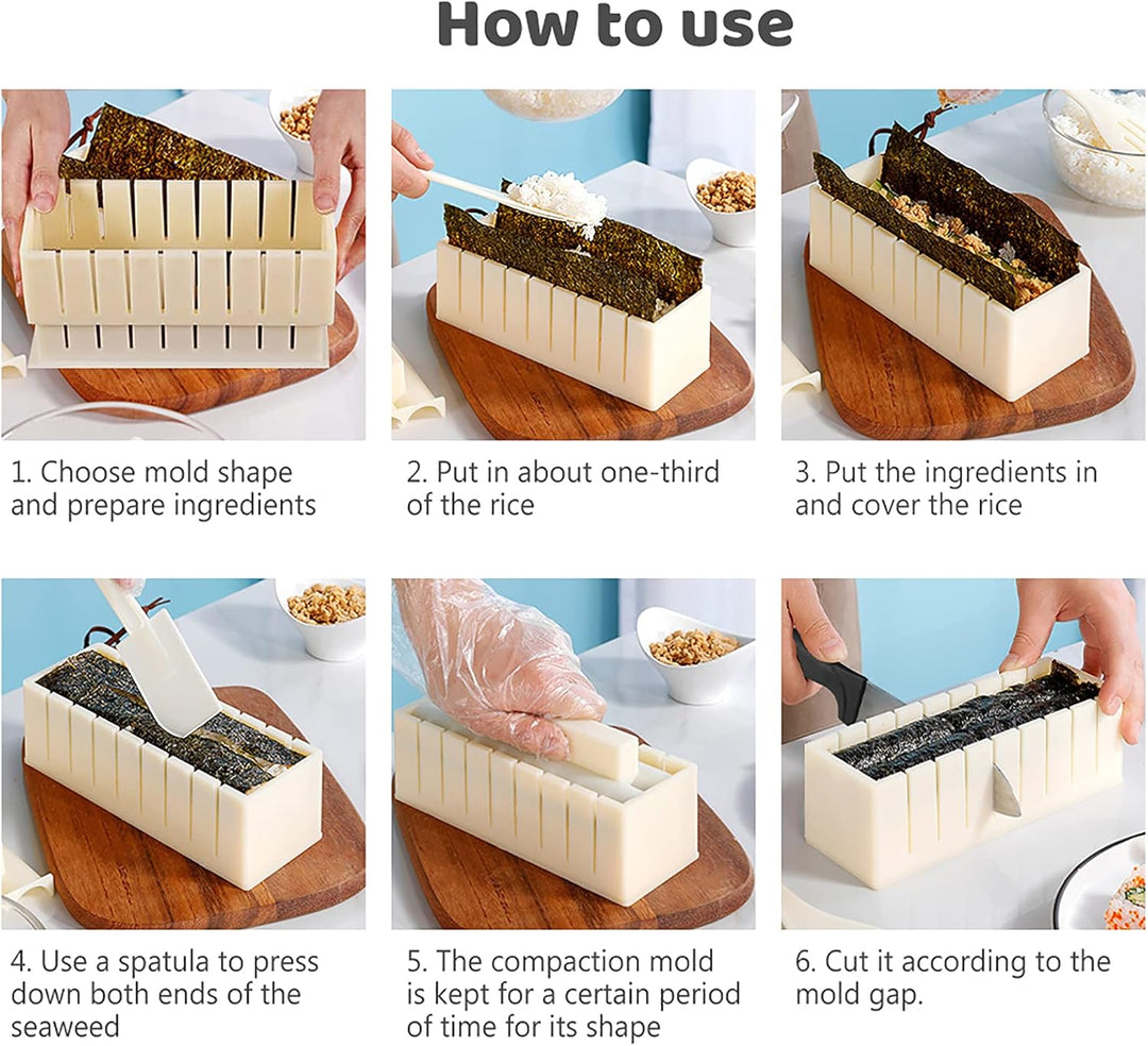 SKYSER Sushi Maker set, 12 Artikel Sushi Maker Kit für Anfänger zum selber machen, Kann als Sushi Te