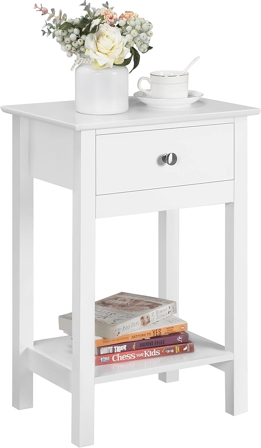 Yaheetech Nachttisch mit Schublade, Beistelltisch mit Ablage, Nachtkonsole Kommode Sofatisch, 40 x 3