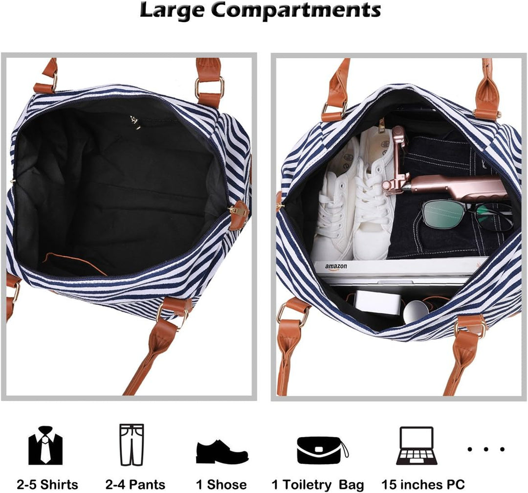 LOSMILE Damen Reisetaschen Handgepäck Canvas Sporttasche Weekender Tasche Carry-on Duffle Bag Frauen