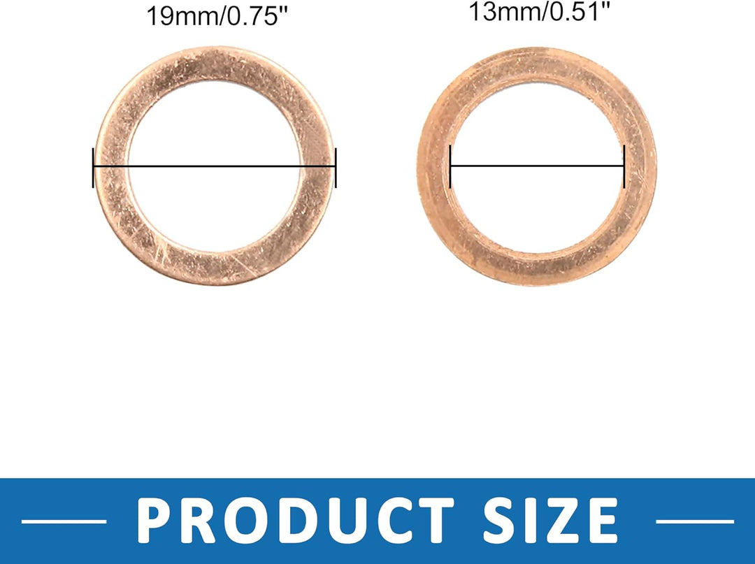 A ABSOPRO 30 Stück Kupferscheibe 13mm Innendurchm. Flache Dichtungsring