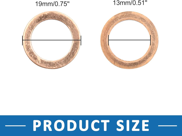 A ABSOPRO 30 Stück Kupferscheibe 13mm Innendurchm. Flache Dichtungsring